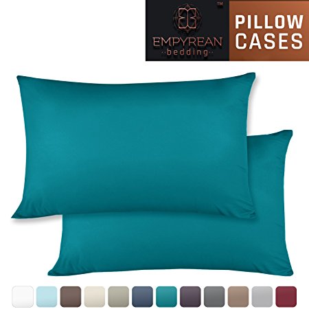Set of 2 Premium Standard-Size Pillowcases - Superior-Quality Microfiber Linen, Hypoallergenic & Breathable Design, Soft & Comfortable Hotel Luxury - Teal Blue