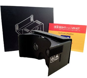 EightOnes VR Kit - The Complete Google Cardboard Kit with Head-strap NFC 365-day Warranty and Video Instructions Jet Black