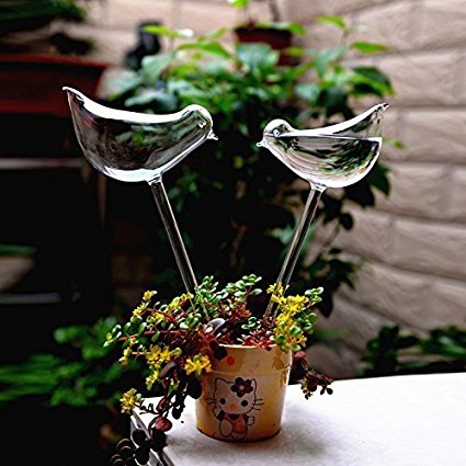 Mkono 1pcs Self Watering Aqua Globes Small Plant Automatic Watering Bulbs Bird Shape Design Hand Blown Clear Glass