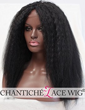 Chantiche Natural Looking Italian Yaki Lace Front Wigs for Black Women Shoulder Length Glueless Best Synthetic Wig with Baby Hair Heat Safe Half Hand Tied 18 inches 1B