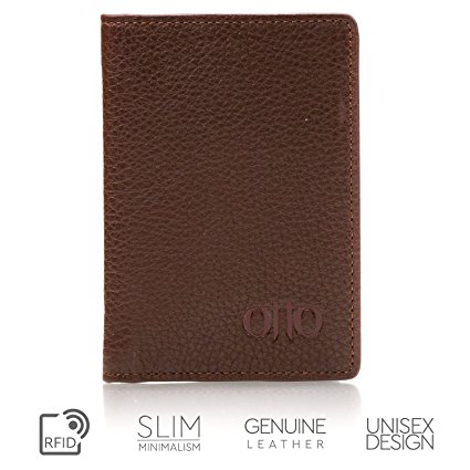 Otto Bifold Leather Wallet - Passport Style |ID, Bank Cards and Cash|- Unisex (Dark Brown)