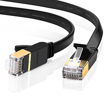 UGREEN Ethernet Cable, 3m Cat 7 Gigabit Lan Network RJ45 High Speed Patch Cord Flat Design 10Gbps for 600Mhz/s STP Molded for Switch, Router, Modem,Patch Panel,PC and more