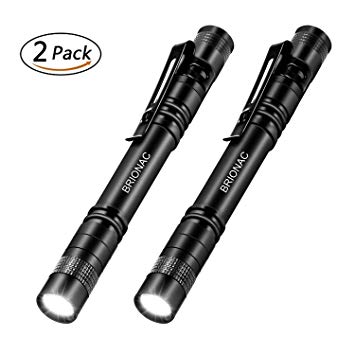 Brionac LED Pocket Pen Light Flashlights, Super Bright Mini Flashlight Compact and Lightweight, Portable and Waterproof, Perfect for Work, Repair and Inspection-2 Pack