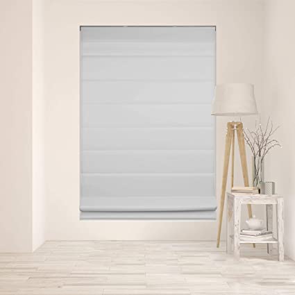 Arlo Blinds Cordless Fabric Roman Shades Light Filtering with Backing, Color: Light Gray, Size: 22" W x 60" H