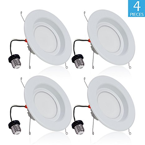 BWL 6 Inch Dimmable LED Downlight, 90 Watt Equivalent, 5000K (Cool White Glow), 1100 Lumens, E26 Base, Retrofit LED Recessed Lighting Fixture, 4 - Pack