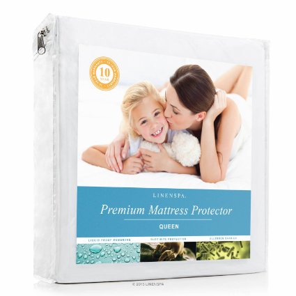 LINENSPA Premium Mattress Protector - 100 Waterproof - Hypoallergenic - 10 Year Warranty - Vinyl Free - King