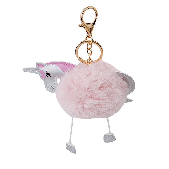 HENGSONG PU Cartoon Unicorn Shape Keychain Handbag Key Ring Car Key