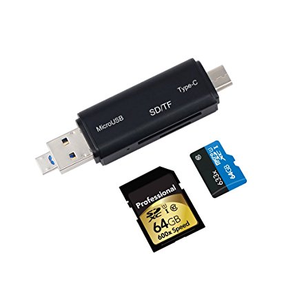 SD / Micro SD Flash Memory Card Reader, USB Type C / Micro USB OTG to USB 2.0 Card Reader Adapter, for Android Phones, Tablet, PC, Macbook