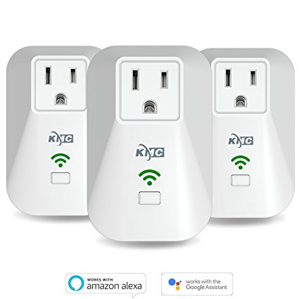 KMC WiFi Smart Plug Mini Outlet(3 Pack),Timing Switch Energy Monitoring Smart Socket,No Hub Required,Remote Control Light Switch,Works with Amazon Alexa