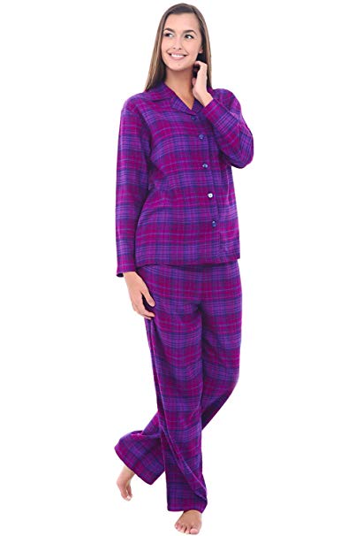 Alexander Del Rossa Womens Plaid Flannel Pajamas, Long Cotton Pj Set