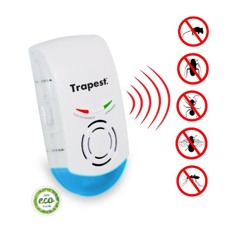 Trapest 3-in-1 Electromagnetic and Ultrasonic Pest Repeller with Night Light 9733 Plug-in Pest Repeller - Indoor for Insects Cockroach Mouse Rodent Flies Ants Spiders Fleas Mosquitoes 9733