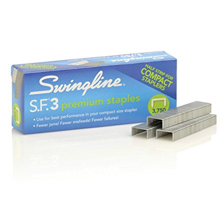 Swingline S.F. 3 Premium Staples, 27% Fewer Misforms, Chisel Point, Half Strip, 1/4-Inch Leg Length, 3750 Box (S7035442)