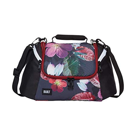 Built NY 5238348 All All Day Water-Resistant Insulated Fabric Lunch Bag with Zip Closure and Removable Shoulder Strap, 1 EA, Midnight Botanical