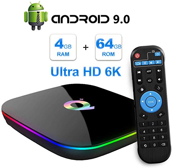 Android TV BOX , 2019 TV Box Android 9.0 with 4GB RAM 64GB ROM H6 Quad Core cortex-A53 Processor Smart TV Box, supports 6K Resolution 3D 2.4GHz WiFi 10/100M Ethernet USB 3.0 Media Player