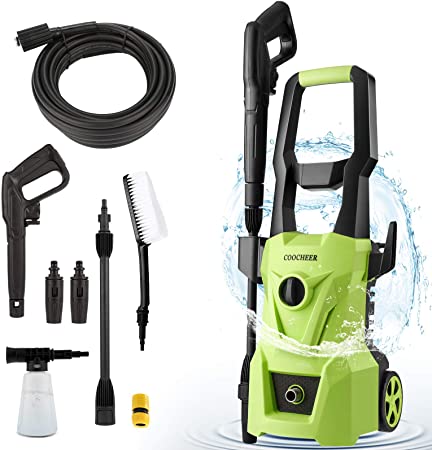 120bar High Pressure Washer，Powerful 1400W Jet Wash Power Cleaner with 2 Nozzles Lance for Cleaning Homes, Car Wash, Driveways, Home Garden Furniture & Patio Cleaner