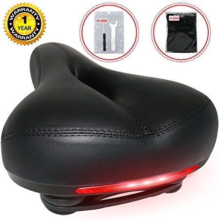 Bike Seat Saddle, VICKMALL LED Taillight Bike Seat with Dual Spring, Universal Bike Seat with 1 Seat Cover, 1 Phillips Screwdriver And 1 Mounting Wrench
