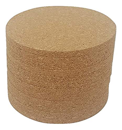 Cork Coasters - 4" x 4" - 1/4" Thick - Flat Edges - Pack of 12