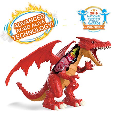 ROBO ALIVE Ferocious Roaring Dragon Battery-Powered Robotic Toy by Zuru (Red)
