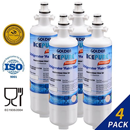 Golden Icepure RWF1200A Refrigerator Water Filter Replacement LG LT700P, ADQ36006101,Kenmore 46-9690,SGF-LA07,WSL-3 (4)