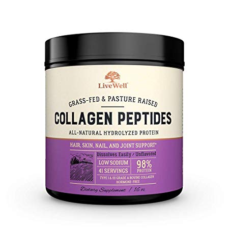Collagen Peptides - Hair, Skin, Nail, and Joint Support - Type I & III Collagen - All-Natural Hydrolized Protein - 41 Servings