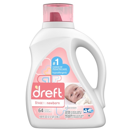 Dreft Stage 1: Newborn Liquid Laundry Detergent, 64 Loads 100 fl oz