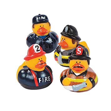 Fun Express Firefighter Fireman Fire Fighter Hero Rubber Ducks (12 Pack)