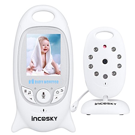Video Baby Monitor, incoSKY Wireless Digital Camera with Night Vision and Temperature Sensor,2 Way Talk,TU2 2.0" White