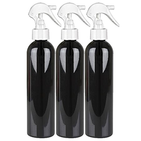 MoYo Natural Labs 8 oz Spray Bottle, Trigger Sprayer Empty Travel Containers, BPA Free PET Plastic for Essential Oils and Liquids/Cosmetics (3 pack, Black)