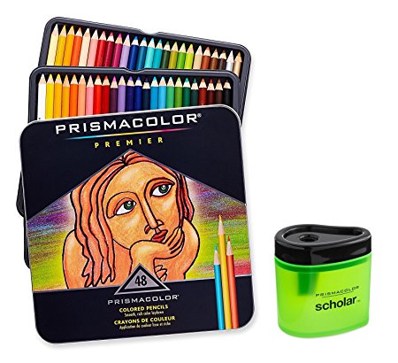 Prismacolor Premier Soft Core Colored Pencil, Set of 48 Assorted Colors (3598T)   Prismacolor Scholar Colored Pencil Sharpener (1774266)