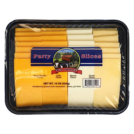 New Bridge Sliced Cheese Entertaining Flight, Sharp Cheddar/Colby/Havarti/Gouda, 16 oz