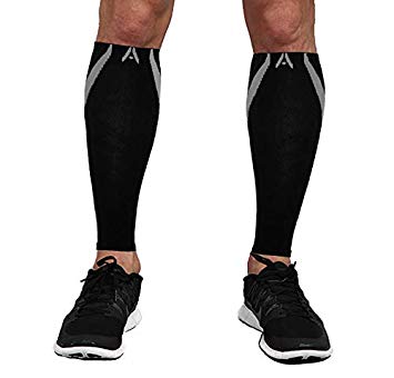 Attain Fitness Calf Compression Sleeves | One Pair Graduated Compression Sleeves for Shin Splints & Performance. Spiral Compression for Improved Recovery and Blood Flow (Small, Steel)