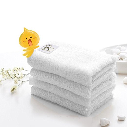 Father.son 10"x10" Bamboo Baby Washcloths Premium Soft Absorbent Towels Set for Baby's Sensitive Skin Perfect Reusable Wipes with Gift Box (Pack of 7) (White)