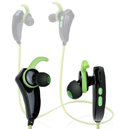 Wireless Headphones: Best Bluetooth Earbuds In Ear Green Earphones Stereo Headset With Microphone For Sweatproof Sports Running Workouts Phone Calls For Apple iPhone 5S 6 6S Plus iPad iPod Android Samsung Galaxy S6 S7 Note 4 5