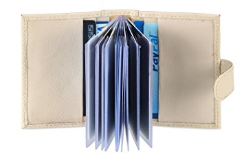 Hide&Sleek Genuine Soft White Leather Credit Card Holder Wallet