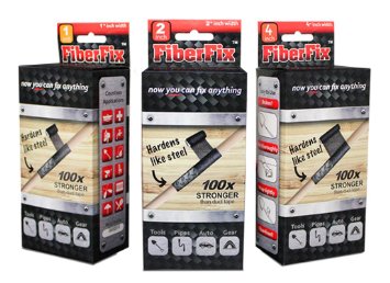 FIBER FIX - Super Adhesive Tape - 3 Rolls 1 2 and 4 - 100x Strength of Duct Tape Fix and Repair Automotive Plumbing Pipe and Hose Emergency DIY