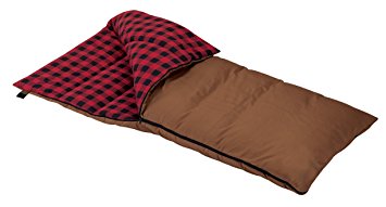 Wenzel Grande 6.5-Pounds Rectangular Sleeping Bag (Brown with Red Plaid Liner)