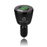 Lightning Super Fast Universal Dual USB Port 5 Amp Rapid Car Charger Adapter Best For Apple iPhoneiPadiPodSamsung GalaxyNexusLGMotorolaKindleHTC Android Mobile Cell Phone - Lifetime Warranty Black