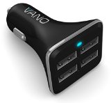 Car Charger - Untamable 4 Port USB Cell Phone Charger - Vano - Charge 4 Devices at Once at Full Speed - Apple iPhone 6 Plus RV SUV Truck Travel Accessories - 1224V-5V68A Cigarette Lighter Plug