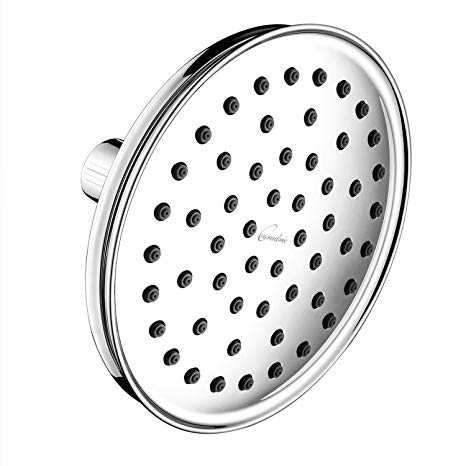 Rainfall Shower Head, Couradric 6.3-inch Full-Chrome Luxury High Pressure Showerhead with Removable Water Restrictor Adjustable Swivel Ball Joint for Spa Waterfall Experience