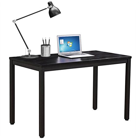 Dland Luxurious Computer Desk 55" Large Size Home Office Decent PC Laptop Desk Studying Writing Table Modern Workstation, Black
