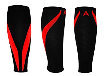 Calf Compression Sleeves | One Pair | Attain Fitness Graduated Compression Sleeves for Shin Splints & Performance. Spiral Compression for Improved Recovery and Blood Flow (Small, Red)