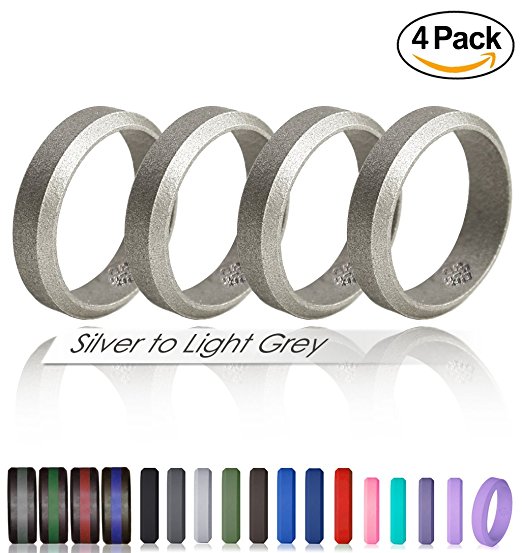 Knot Theory Silicone Wedding Rings Bands for Men Women in Silver, Gold, Grey, Blue - Non-bulky Band by Award-winning Designer - Best Quality, Style, Safety, Comfort - Ideal for Travel, Work, Exercises