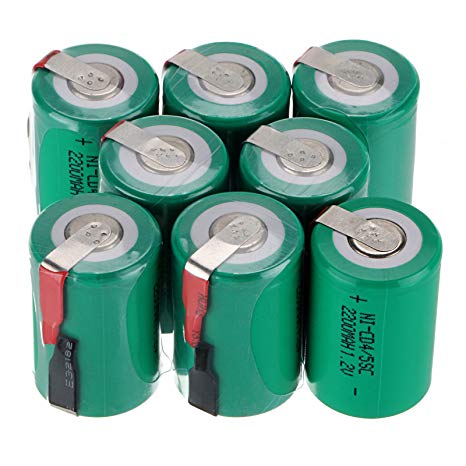 WindMax® US SELLER Green Color 8 PCS 1.2V 2200mAh Ni-Cd NiCd Rechargeable Battery Batteries 4/5 Sub C SC with Tabs