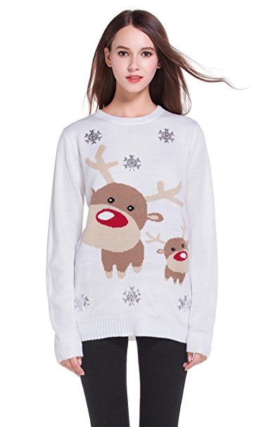 Women's Christmas Cute Reindeer Knitted Sweater Girl Pullover
