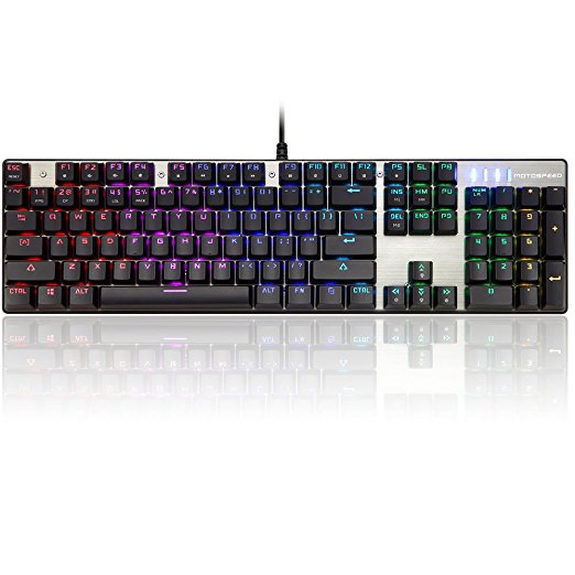 Mechanical Keyboard,RGB LED Backlit Wired Mechanical Gaming Keyboard, Aluminum Base, 104 Standard Keys for Tablet PC & Mac Gamers