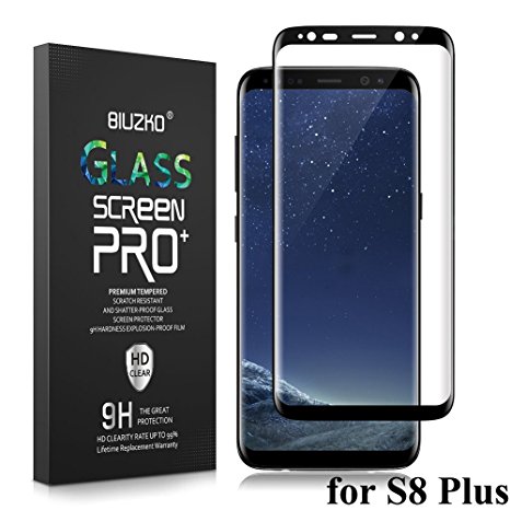 Galaxy S8 Plus Screen Protector,BIUZKO Full Coverage HD Ultra-clear, Anti-Fingerprint, Bubble-Free Curved Protection Tempered Glass Screen Protector (Black)