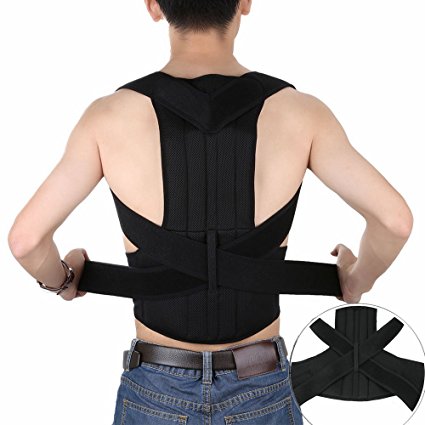 EagleUS Adjustable Men Women Posture Corrector Belt Strengthening the Back Support Strap Fastening Tape (L)
