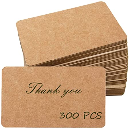Primbeeks 300pcs Premium Blank Kraft Paper Cards, Double-sided Available Word Card, 3.5" x 2.2" Business Cards Message Card DIY Gift Card Kraft Note Paper Tags Scratch Paper Flash Cards