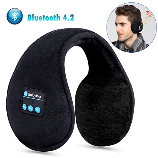 Bluetooth Earmuffs Headphones,Topoint Unisex Foldable Winter Ear Warmers Wireless Music Bluetooth Headsets Microphone Outdoor Sports, Travel, Black
