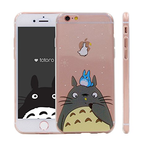 iPhone 6S Plus Case, MC Fashion Ultra Thin Embossed Printing Cute Totoro Pattern Clear Transparent TPU Rubber Flexible Slim Skin Soft Case for Apple iPhone 6 Plus and iPhone 6S Plus (Totoro)